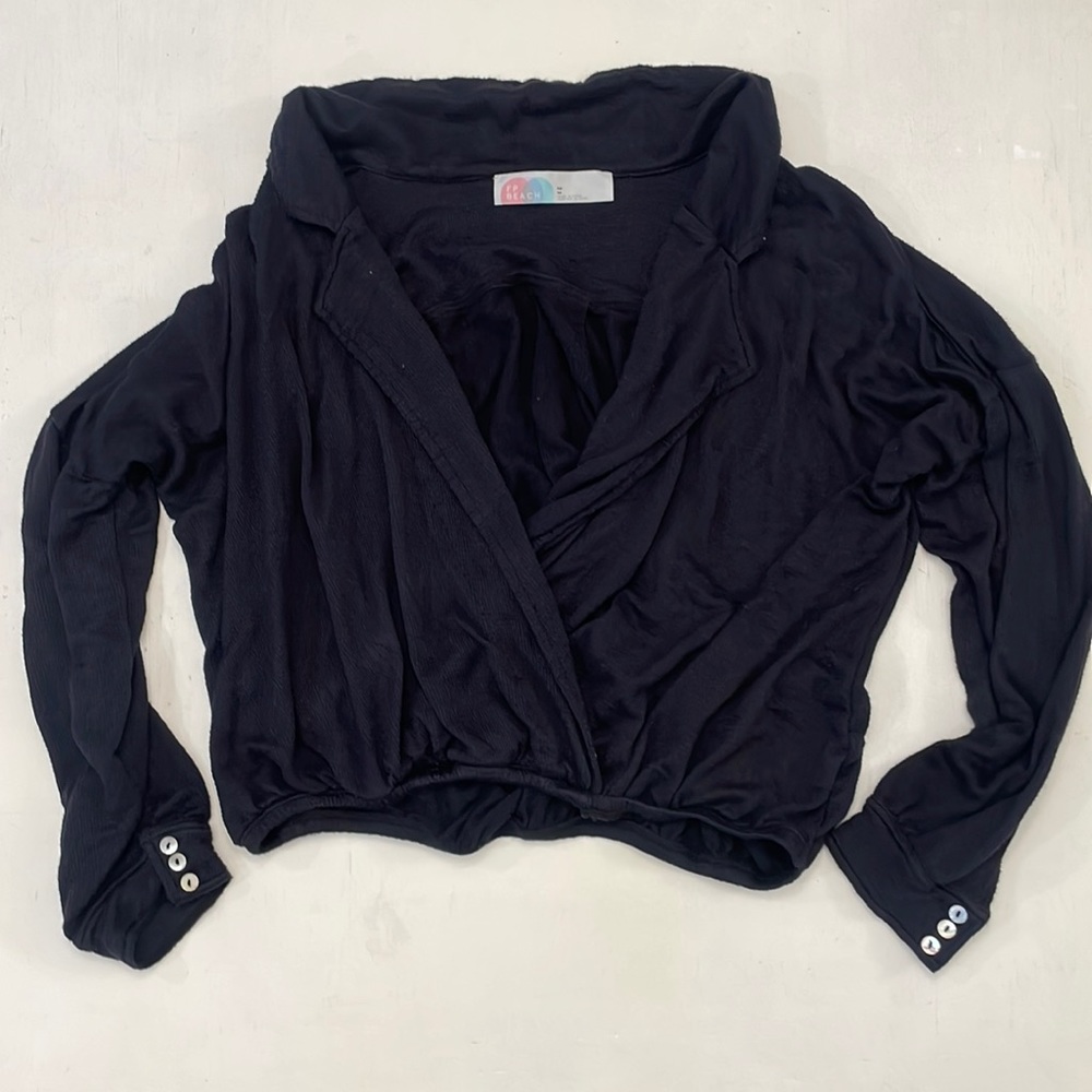 Free People Beach  crop black Dolman Top
